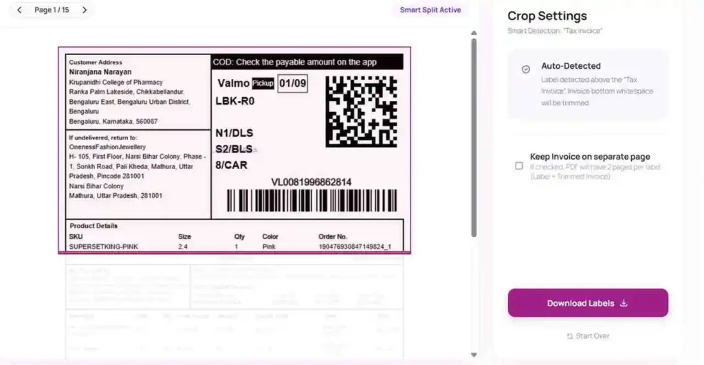 Meesho Shipping Label Cropper 