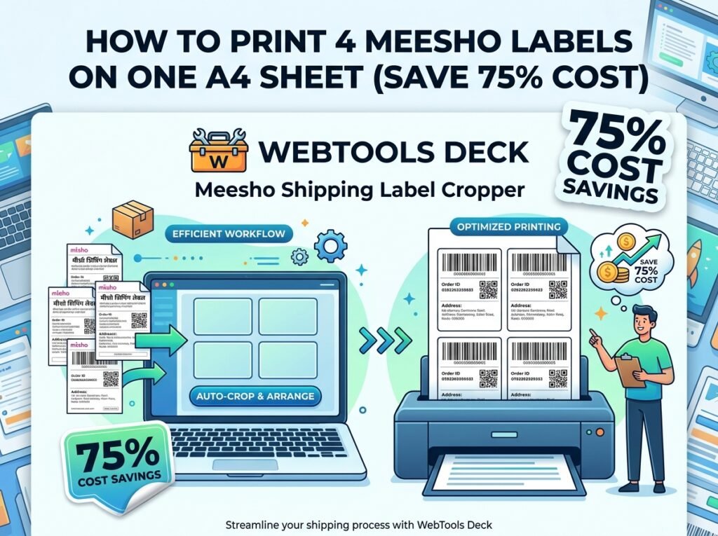 Messho Label Free Online Meesho Shipping Label Cropper: Print 4 Labels On A4